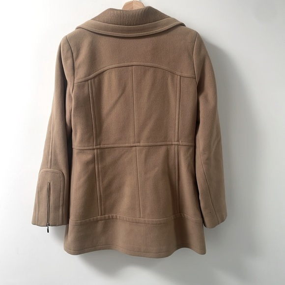 Cole Haan wool blend military trench coat jacket beige tan zipper size 4 - Picture 4 of 14